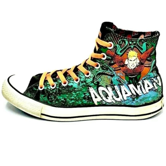 RARE Converse All Star Chuck Taylor Aquaman DC Shoes Men's size 9 Women's 11 - Picture 6 of 12